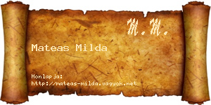 Mateas Milda névjegykártya